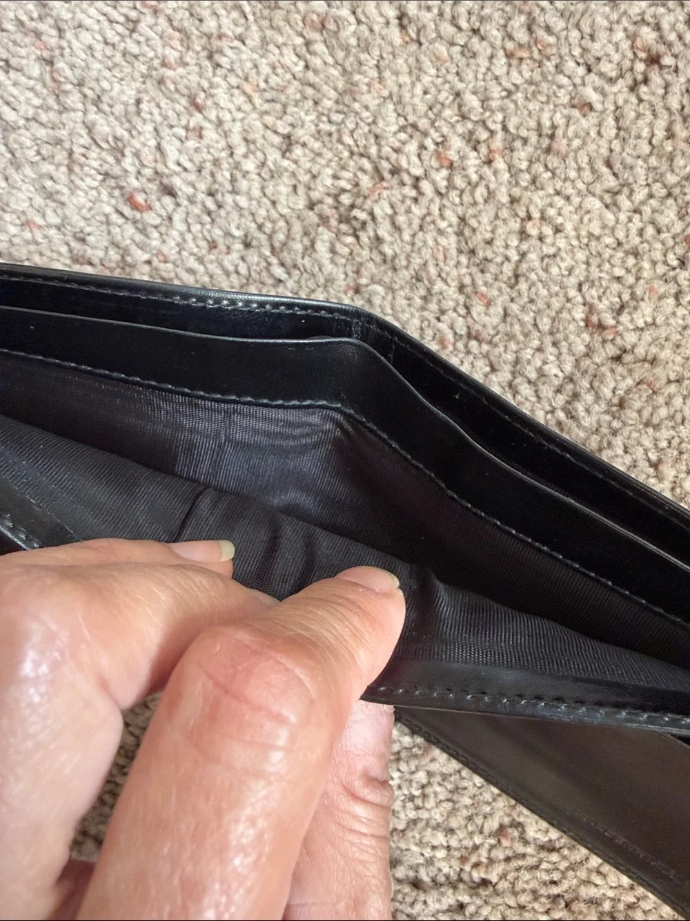 Prada Black Leather Bifold Wallet with Metal Logo Corner